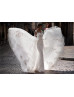 Ivory Lace Tulle Modern Wedding Dress With Detachable Train